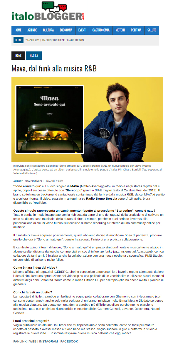 Mava su ItaloBlogger (28-04-2021)